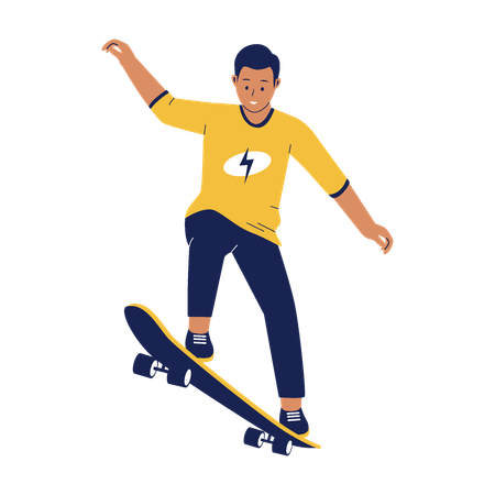 Man riding skateboards  Illustration
