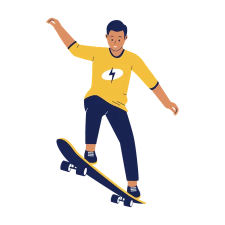 Man riding skateboards  Illustration