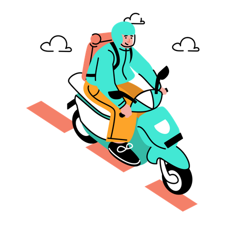 Man riding touring motorcycle Illustration