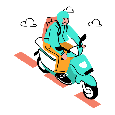 Man riding touring motorcycle  Illustration