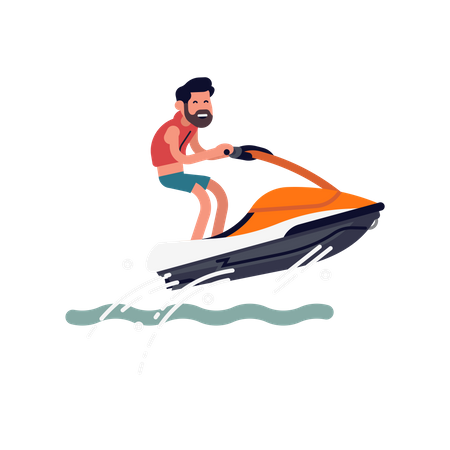 Man riding water scooter  Illustration