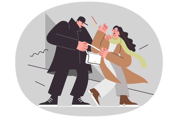 Man robing woman purse  Illustration