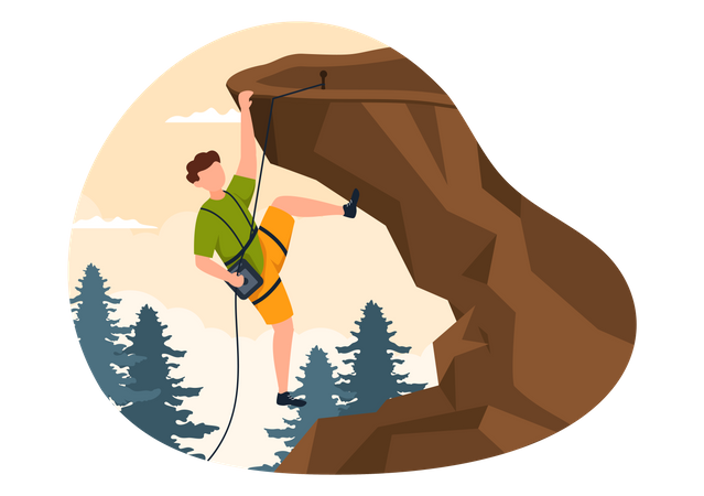 Man rock climbing Illustration