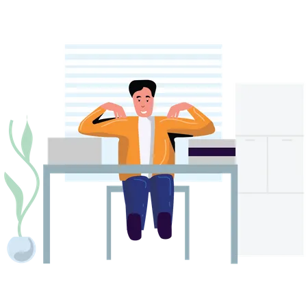 Man rotating arms for workout Illustration