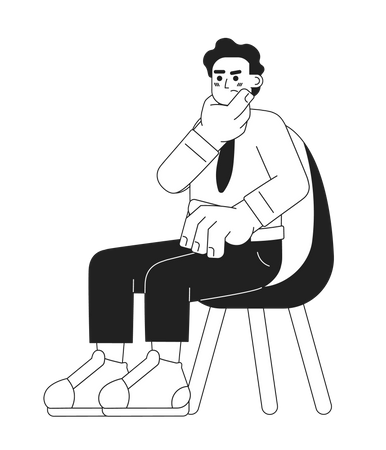 Man rubbing chin  Illustration