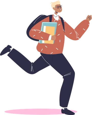 Man Running At Work Office Being Late Young Male Worker Rushing To Workplace Hold Documents Oversleep In Morning Being Late For Meeting Cartoon Flat Vector Illustration Illustration