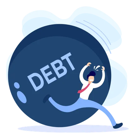 Man Running Away From Debt Ball  Illustration