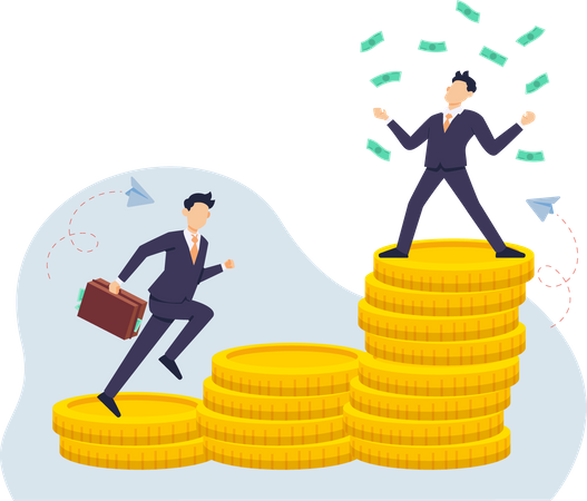 Man running for financial achievement  Illustration