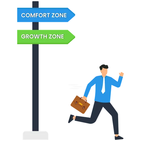 Man running for growth zone and comfort zone  Illustration