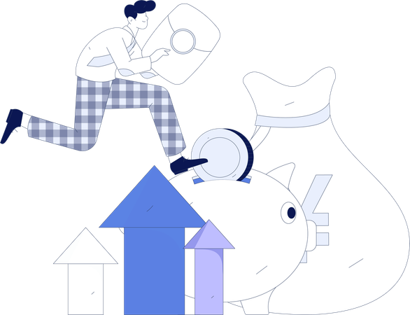Man running for investment growth  Illustration