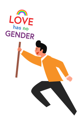 Man running for LGBT rights  Illustration