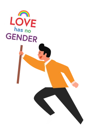 Man running for LGBT rights  Illustration