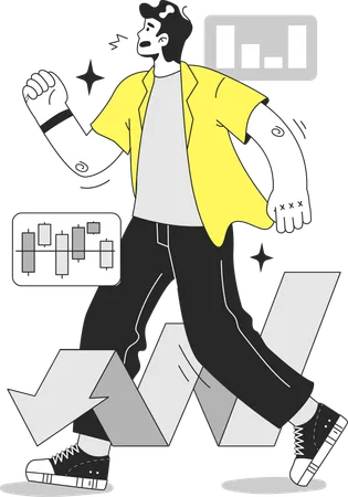 Man running for loss  Illustration