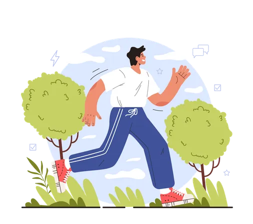 Man running for mental well being  Illustration