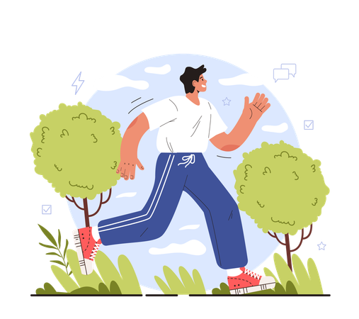 Man running for mental well being  Illustration