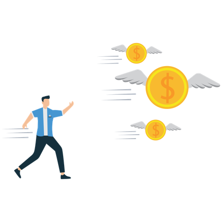 お金のために走る男  イラスト