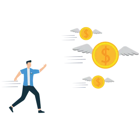 お金のために走る男  イラスト