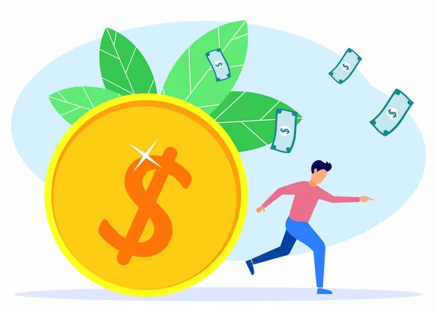 Man running for money  Illustration