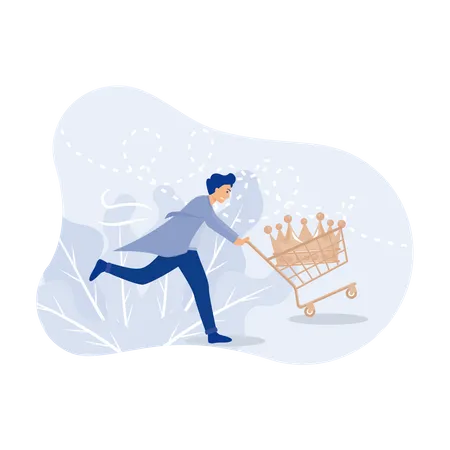 Man running for premium shopping  Illustration