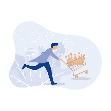 Man running for premium shopping  イラスト