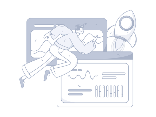 Man running for startup analysis  Illustration