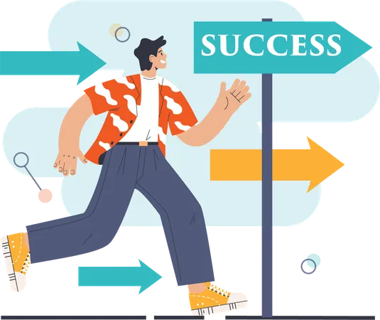 Man running for success  Illustration