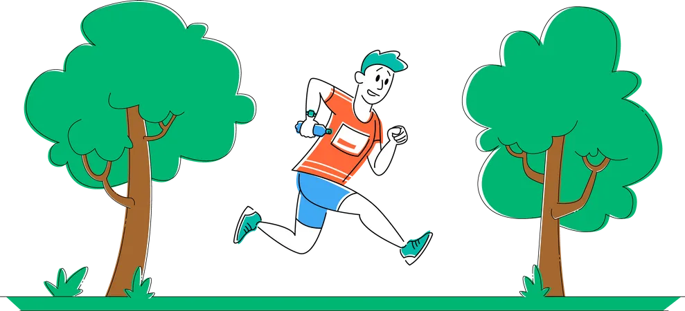 Man running holding water bottle  Illustration