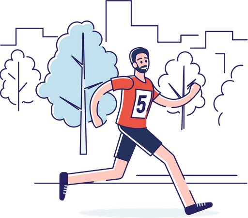 Man running in a marathon Illustration