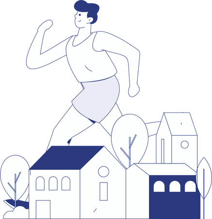 Man running in city  Illustration