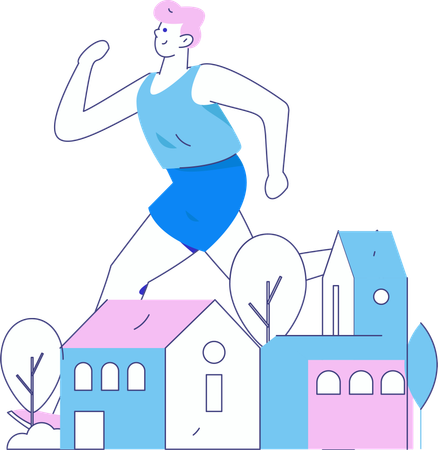 Man running in city  Illustration