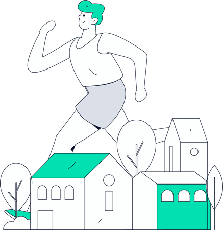 Man running in city  Illustration