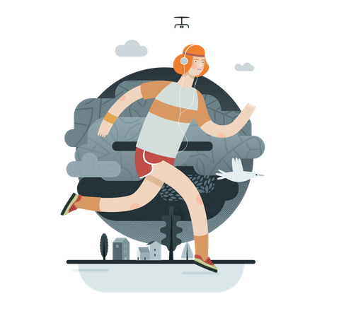 Man running in marathon  Illustration