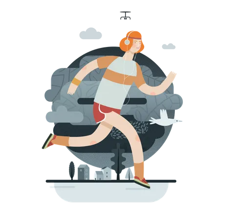 Man running in marathon  Illustration