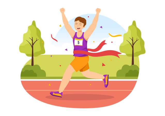 Man running in Marathon Race  Illustration