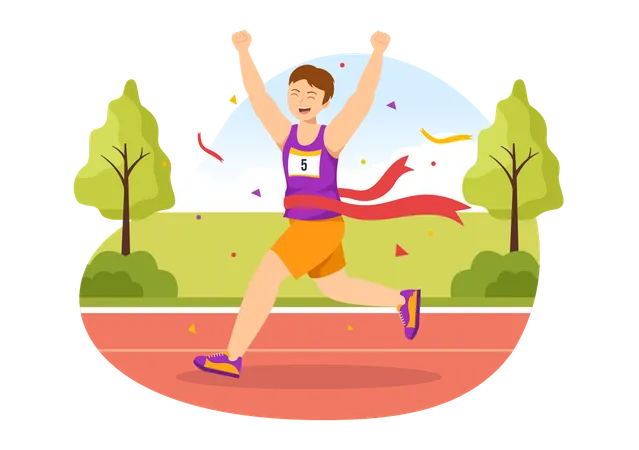 Man running in Marathon Race  Illustration