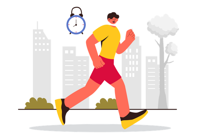 Man running in morning hour  Illustration