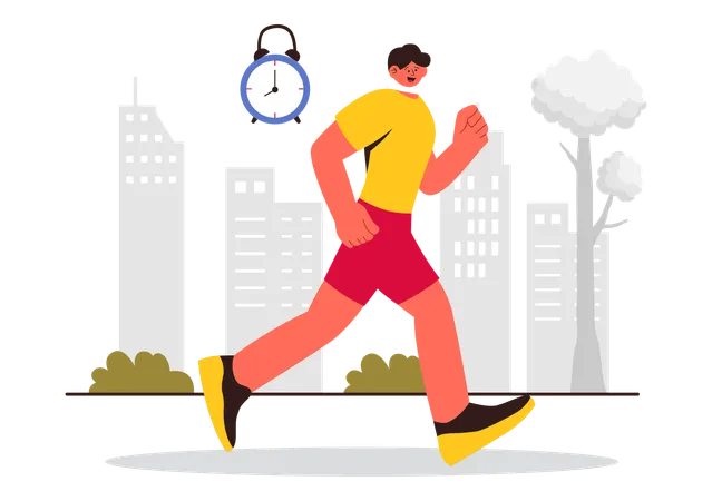 Man running in morning hour  Illustration