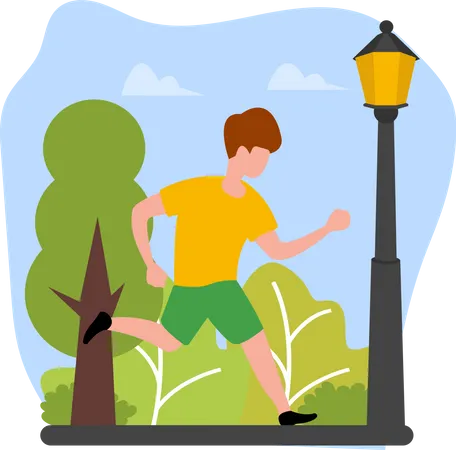 Man running in park  Illustration