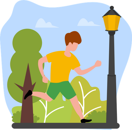 Man running in park  Illustration