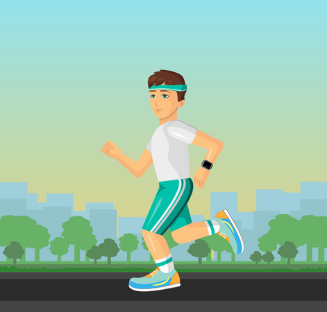 Man running in park  Illustration