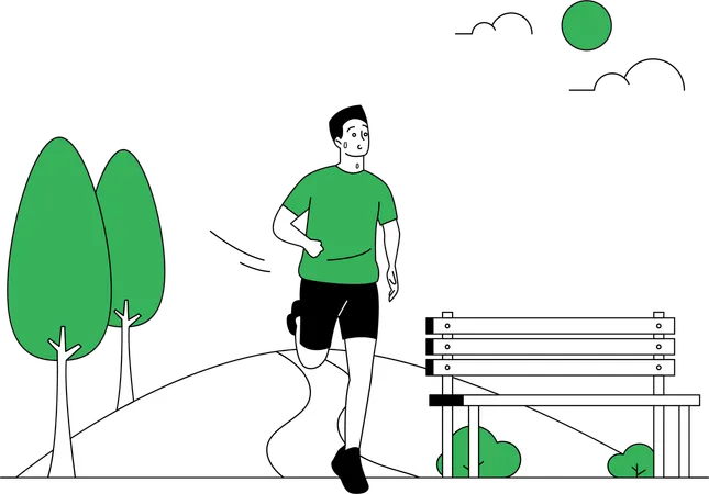 Man Running In The Park  Illustration