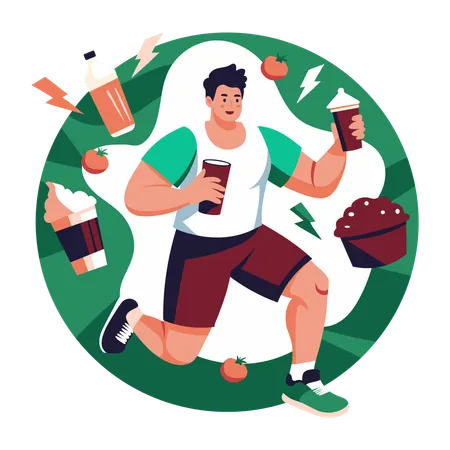 Man running in work marathon  Illustration