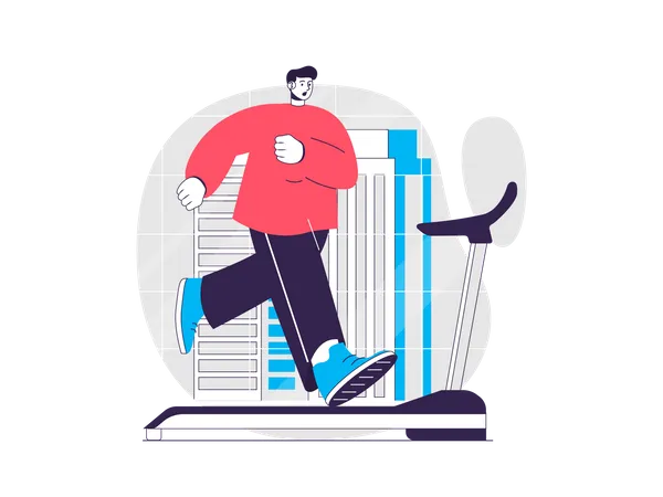 Man running on a treadmill Illustration