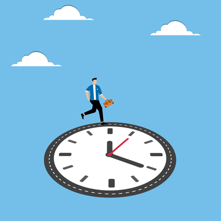 Man running on clock like road  Illustration