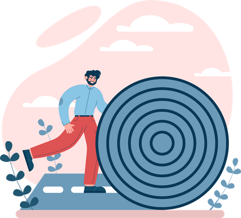 Man running on success path  Illustration