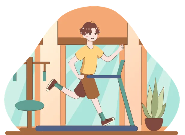 Man running on treadmill  Illustration