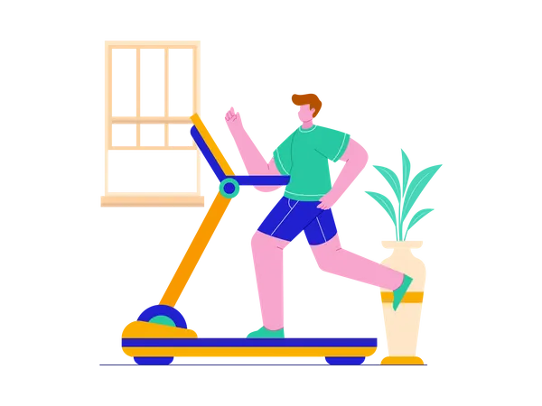 Man running on treadmill  イラスト