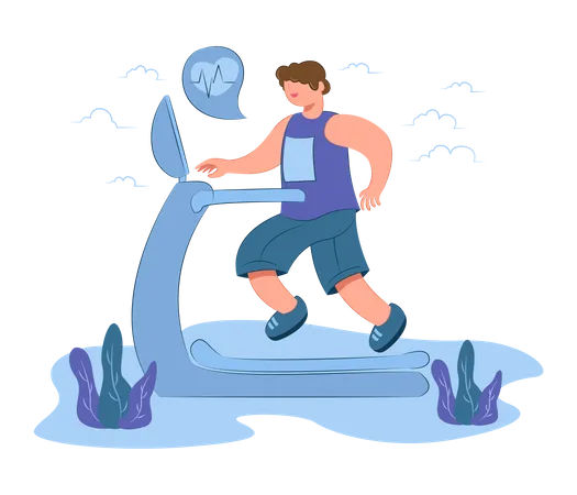 Man Running On A Treadmill Illustration