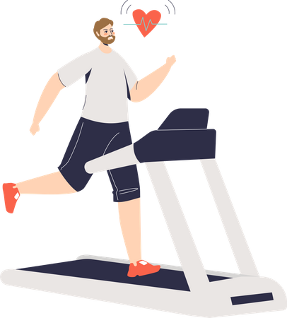 Man running on treadmill Illustration