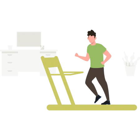 Man Running On Treadmill  Illustration
